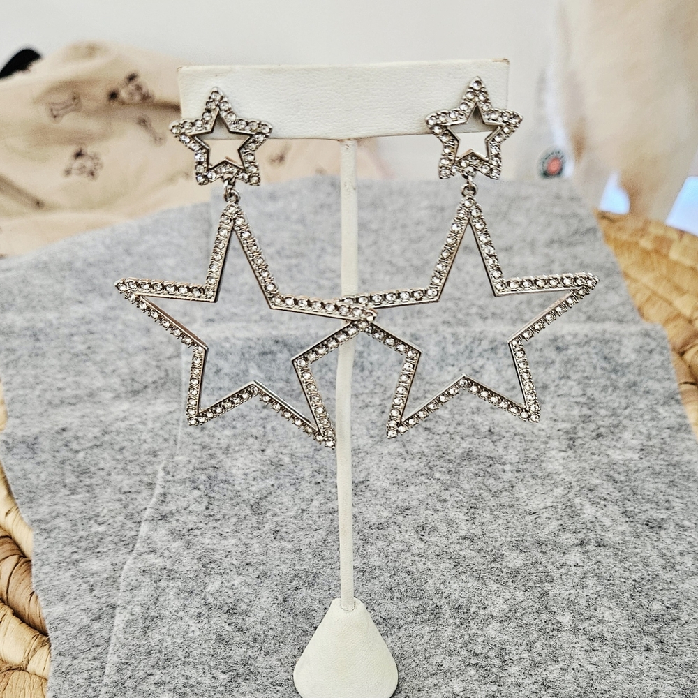 Star Crystal Chandelier Earrings  Fun and Statement Earrings! New!